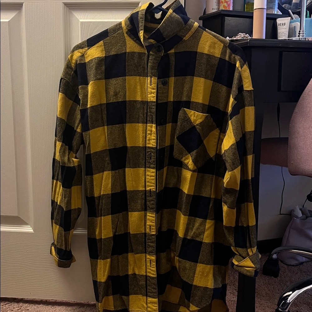 Forever 21 Yellow and Black Plaid Shirt